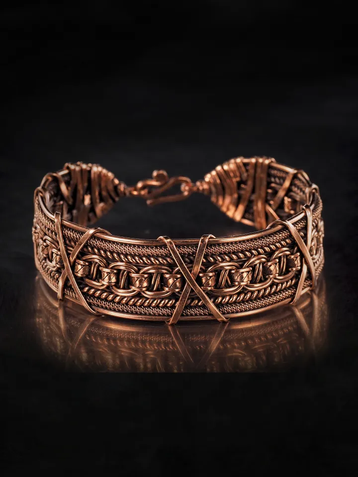 Woven copper wire bracelet Antique style handcrafted copper jewelry Unique gift