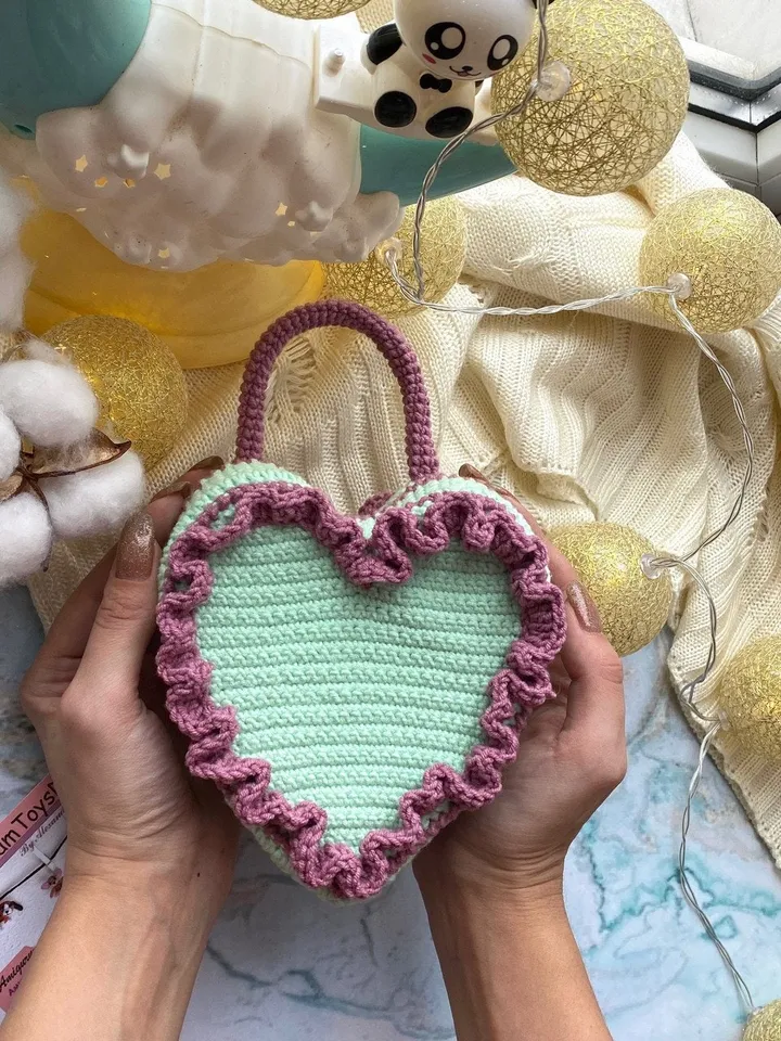 PDF Crochet Pattern Panda in Bag-Heart, Small Toy Pattern, Animal Pattern, Amigurumi bear pattern, TUTORIAL bear in Eng, Valentine's day