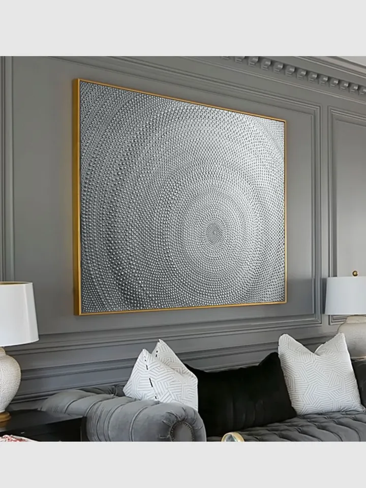 Silver Abstract Wall Art Glittery Silver Painting Textured artwork Abstract painting Above bed decor