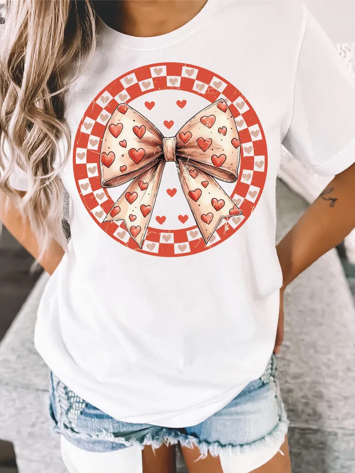 Checkered Valentines Day Coquette Png, Retro Valentine Bow Png, Valentines Day Png, Retro Valentine Png, Valentine Heart Png, Love Png