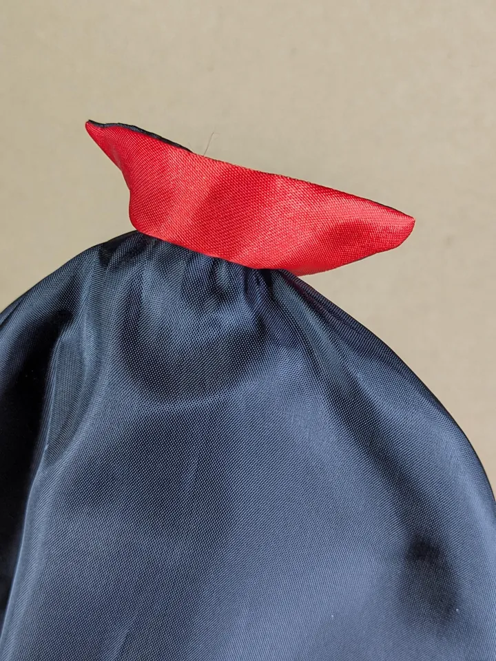 Handmade two-sided black & red Halloween Vampire cape for 12 inches fashion dolls