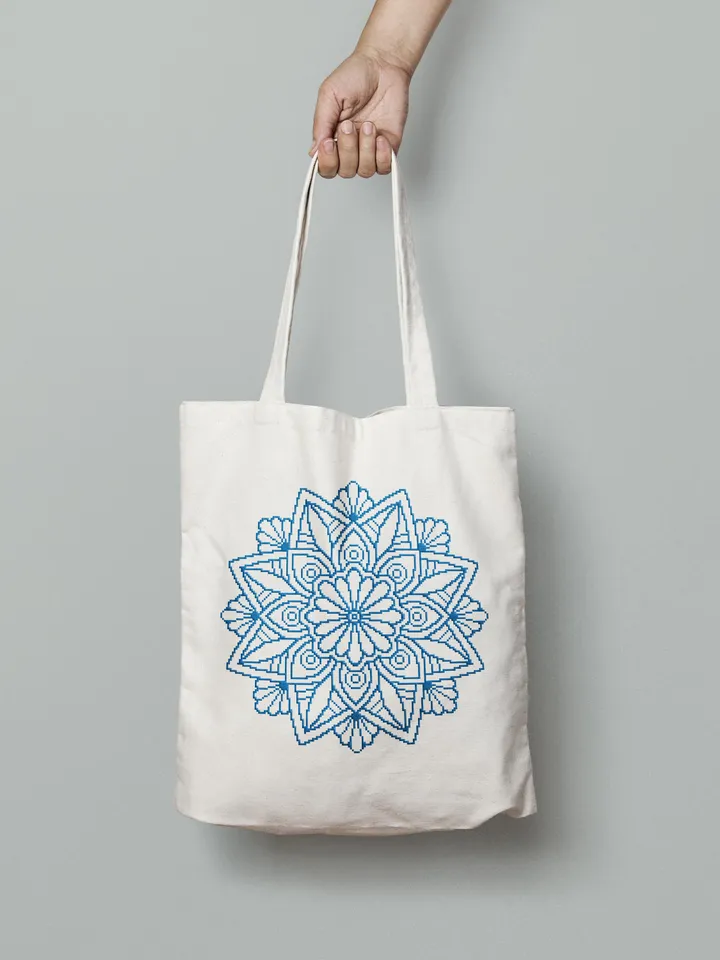 Flower mandala cross stitch pattern download PDF Floral mandala digital Beginner stitch Monochrome cross stitch Mandala ornament chart #M15
