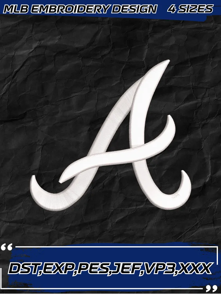Atlanta Braves Cap Logos Embroidery Design,MLB Embroidery Design,Machine Embroidery Design File,4 Sizes, Digital Download