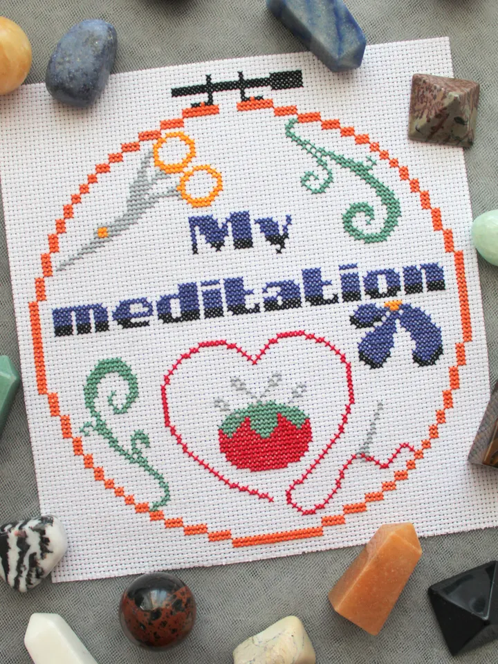 FREE. Easy cross stitch pattern for beginners My meditation. Cross stitch chart PDF