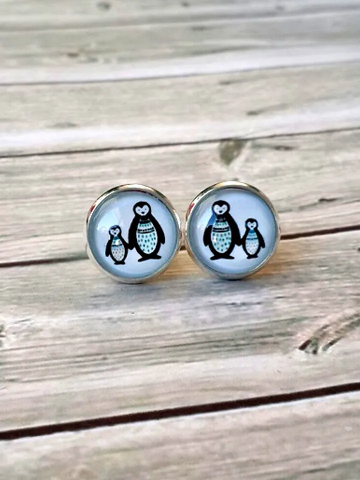 Penguin earrings studs, Penguin cub earrings, Tiny studs for girls, Mum gift