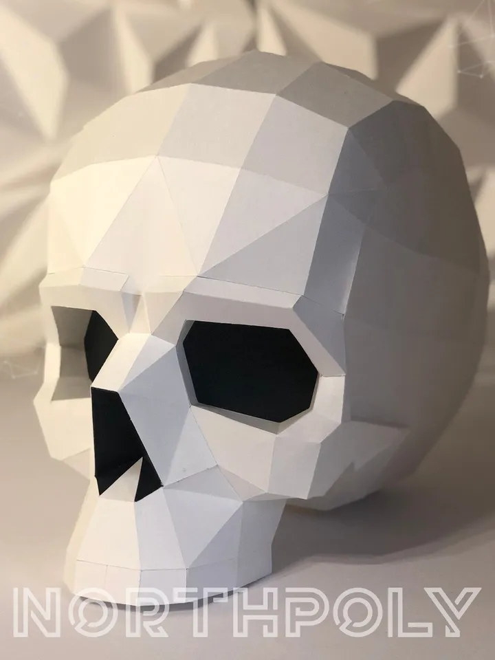 Skull Papercraft, Digital Template, PDF Download, Gurko, 3D Low Poly, Pepakura, DIY Origami Sculpture, Paper Decor, DIY Gift