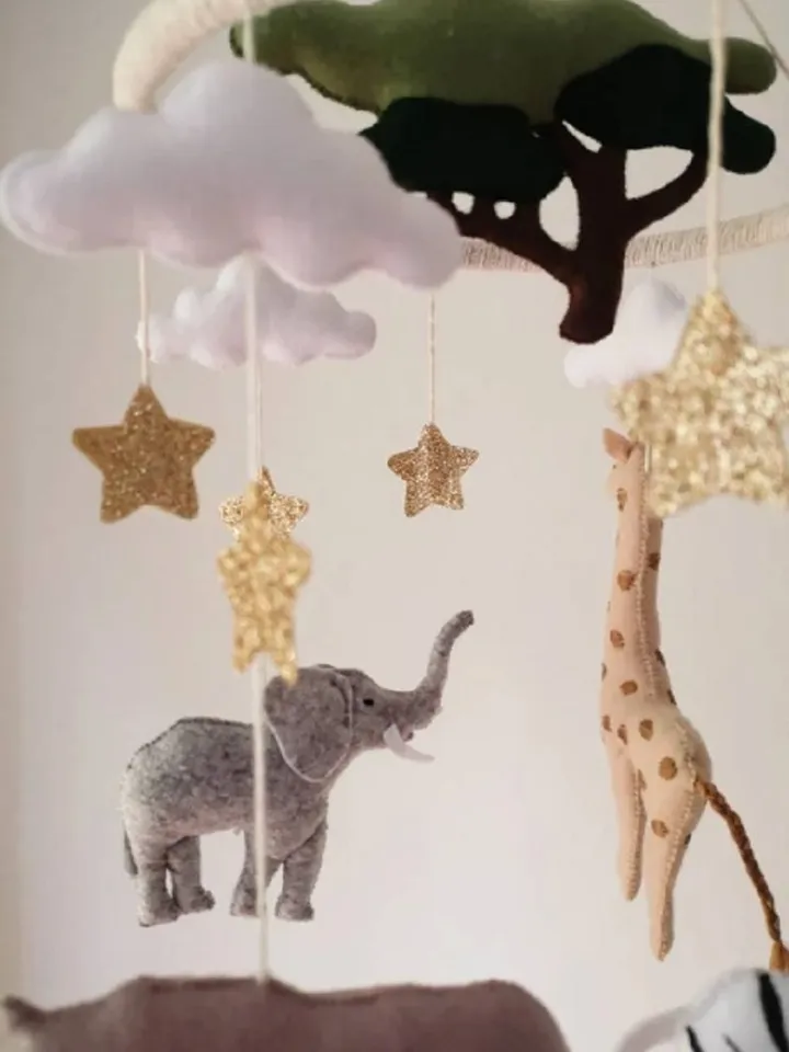 Jungle theme baby mobile, Safari mobile, crib mobile, Neutral mobile