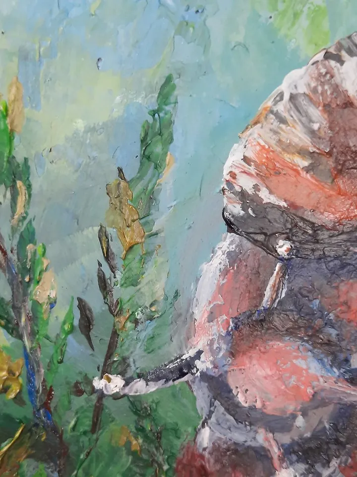 Snail painting Original acrylic painting Mushroom painting Forest landscape art