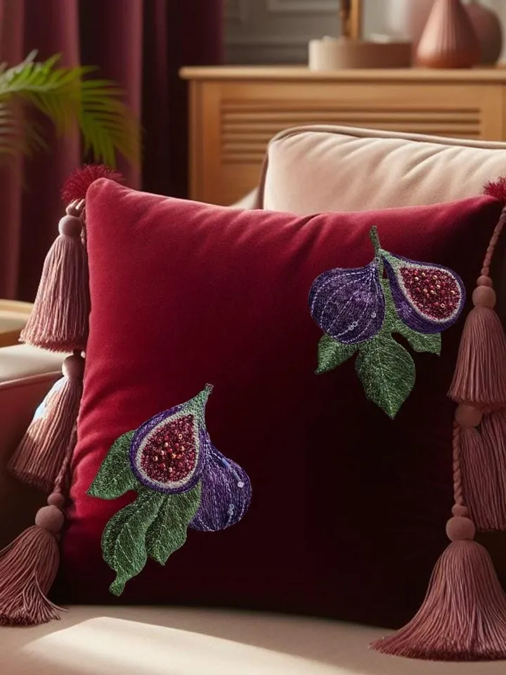 Set of 11 machine embroidery designs “Sweet figs” using artistic satin stitch technique