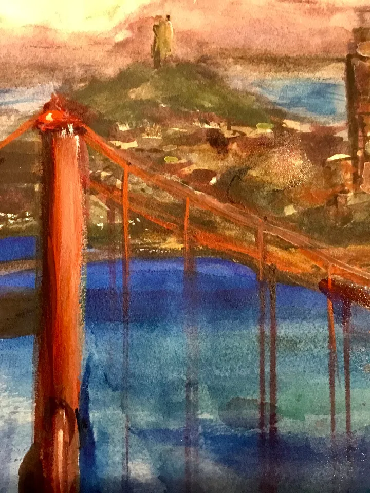 San Francisco painting,original watercolour painting wall art,cityscape painting,american town’s painting,California painting,USA painting.