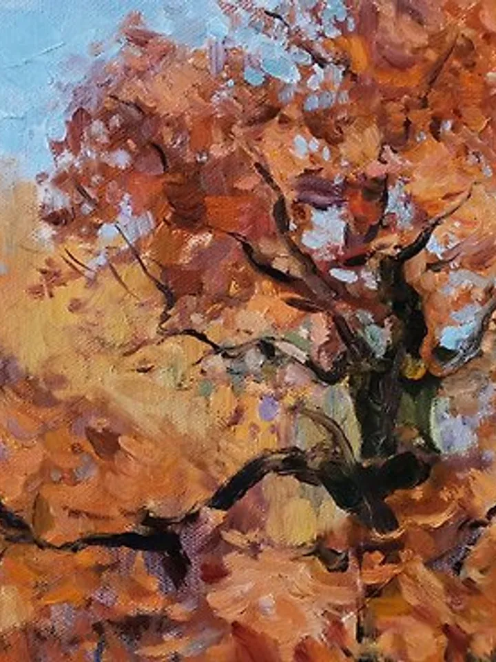 Oak Painting Fall Tree Original Art Oil Painting Landscape Canvas Art