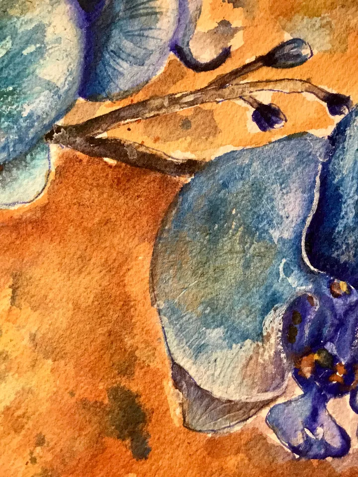 Blue orchids original watercolour painting,flowers watercolour painting,orchids wall art,unique watercolour gifts,one of a kind.