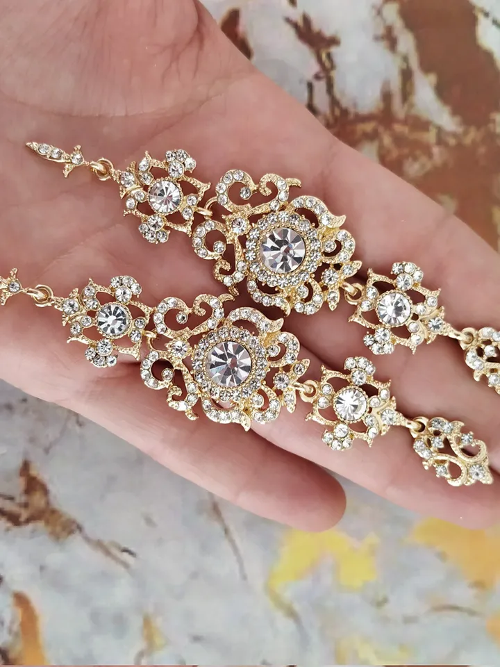 Long Vintage Style Wedding Earrings | Gold , Silver Chandelier Statement Bridal Earrings | Vintage Style Wedding Jewelry | Wedding Gift