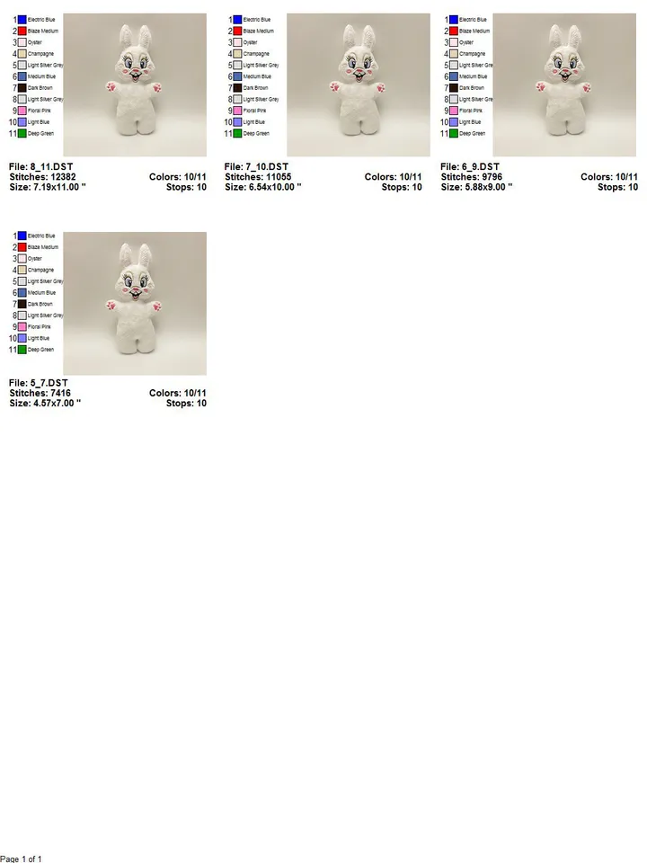 Bunny Easter Toy Stuffed ITH Pattern Machine embroidery design Bunny Stuffed in the Hoop Machine embroidery design
