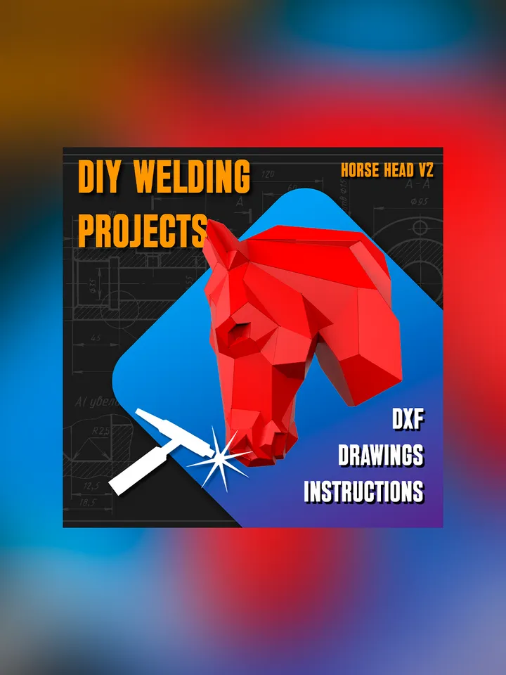 Welding Project Plans Drawings Horse Head (v2) (DXF, PDF)