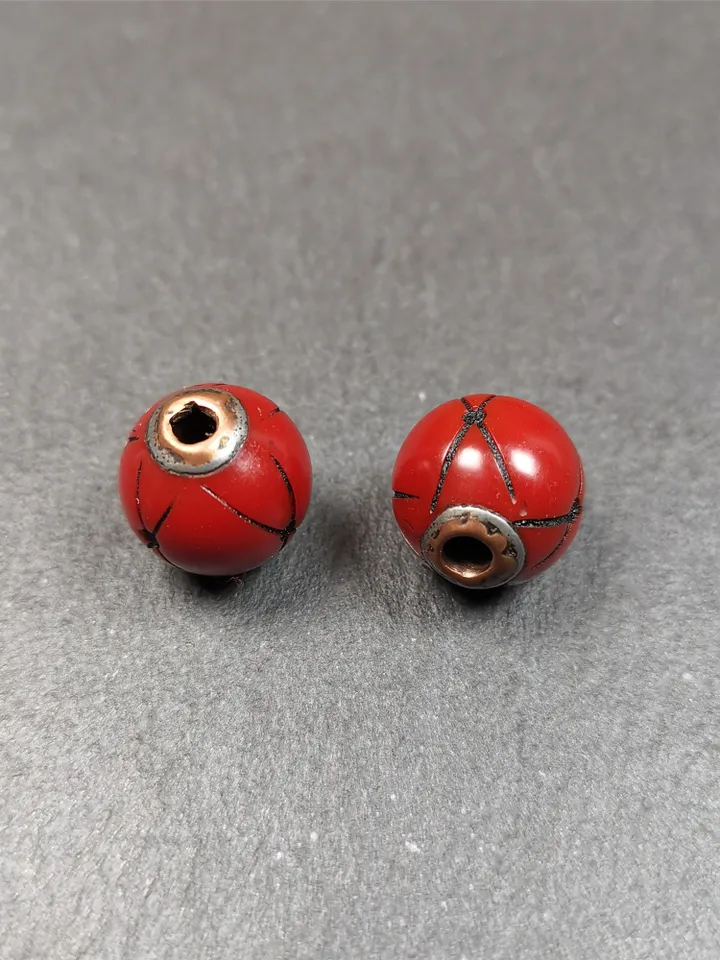 Gandhanra Handmade 1 Pair of Red Plastic Spacer Beads,Marker Beads for Mala Necklace,Prayer Beads Accessories,0.6&quot; × 0.6&quot;