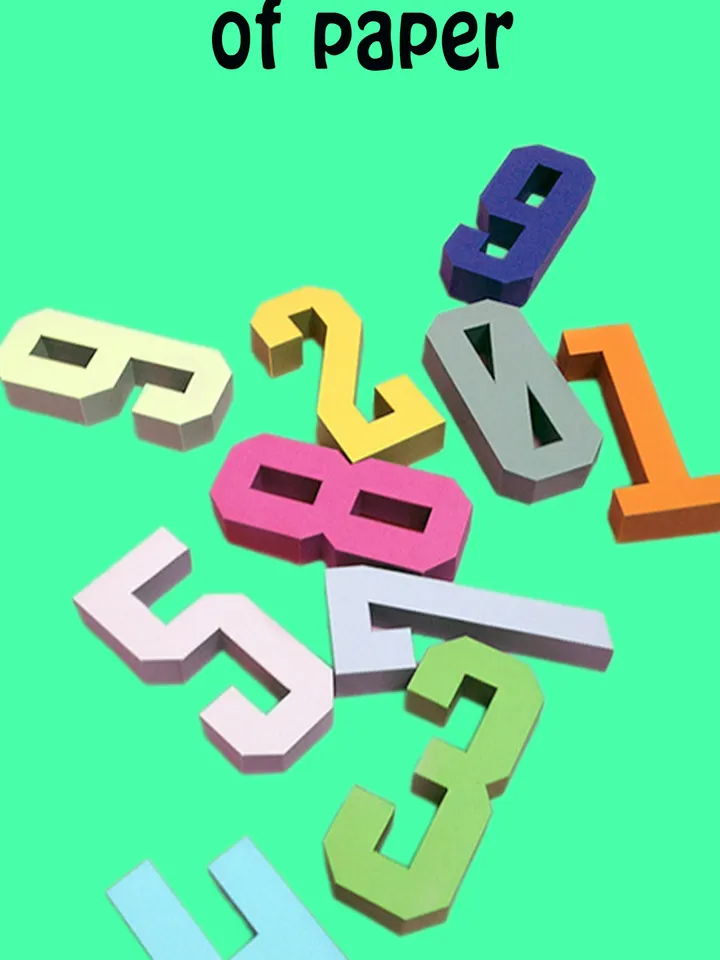 3D numbers. made of paper, PDF files