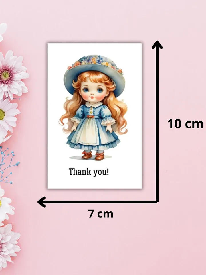 Postcards with watercolor illustrations of girls "Thank you"