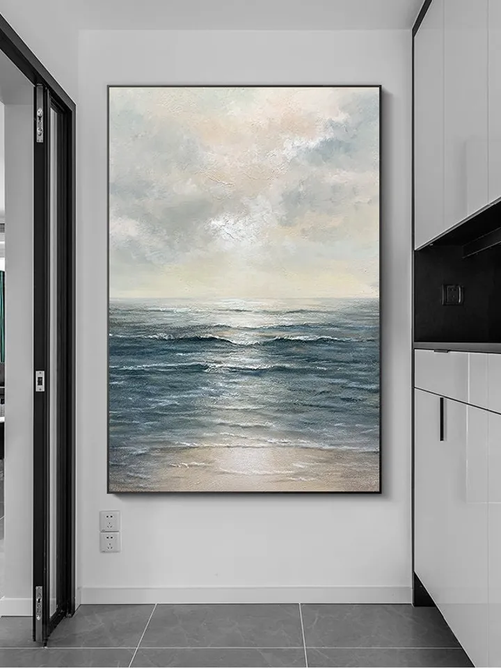 Abstract painting, Abstract art, Beach decoration, Home decoration, Large oil painting, Ocean art, Canvas painting, Mural, Bedroom mural