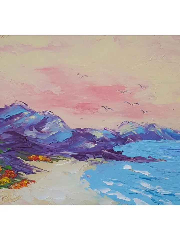 Beach Painting ACEO Original Art Seascape Wall Art Small Impasto Oil Painting