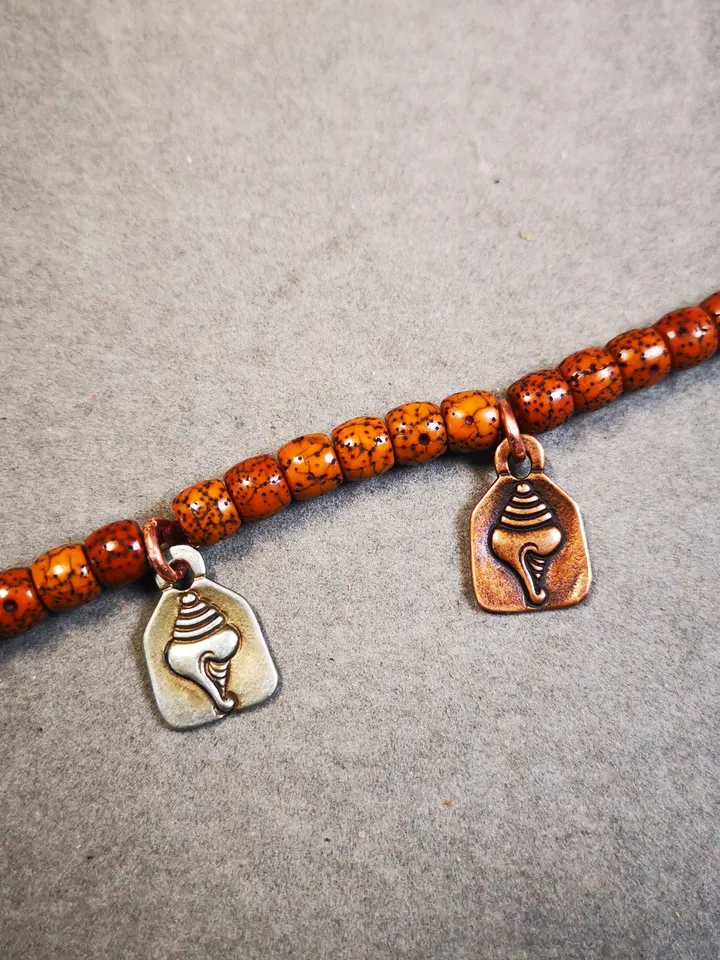 Gandhanra Handmade Mala Counter, Divine Conch Pendant, Prayer Beads Accessories,Made of Cold Iron