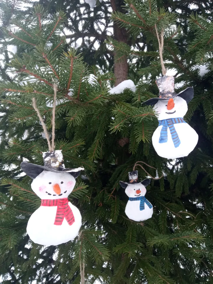 Set of snowmen for Christmas trees or home decor indoor Handmade Free shipping