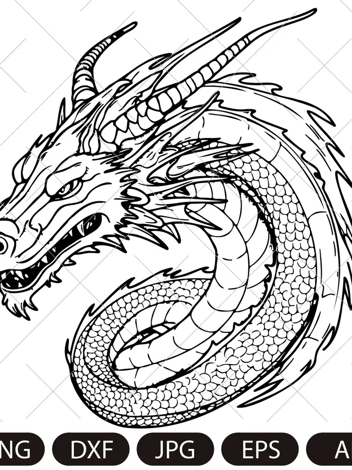 Dragon portrait svg,dragon vector,dragon head ,instant digital download