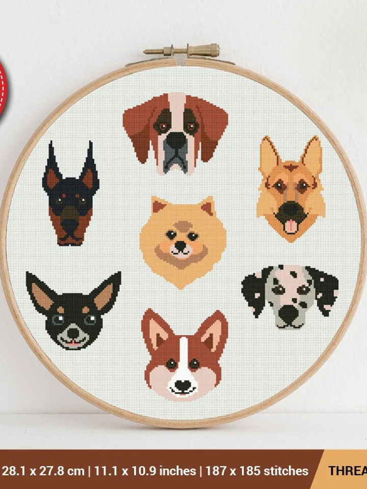 Dogs Cross stitch pattern | Embroidery Pattern | Instant Download | Embroidery Designs