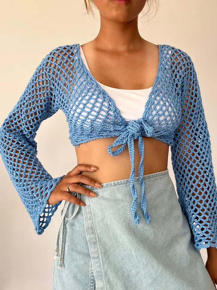 Mesh top, crochet crop top, Crochet summer top, crochet coverup PDF