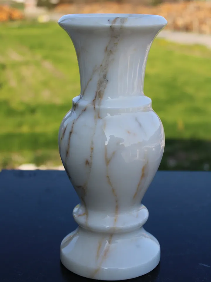 Big size marble vase is handmade from real marble sugar marble