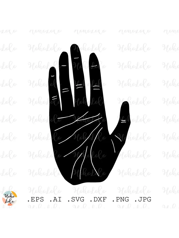 Palm Svg, Magic Hand Silhouette, Palm Cricut, Palm Linocut, Magic Hand Clipart Png, Magic Hand Stencil Dxf