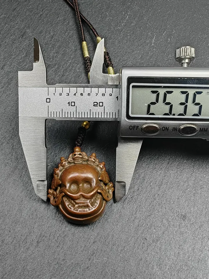 Gandhanra Antique Tibetan Gau Box Amulet,Unique Citipati Skull Ghau Shrine,Mini Tibetan Buddhist Altar Necklace with Colorful Offerings