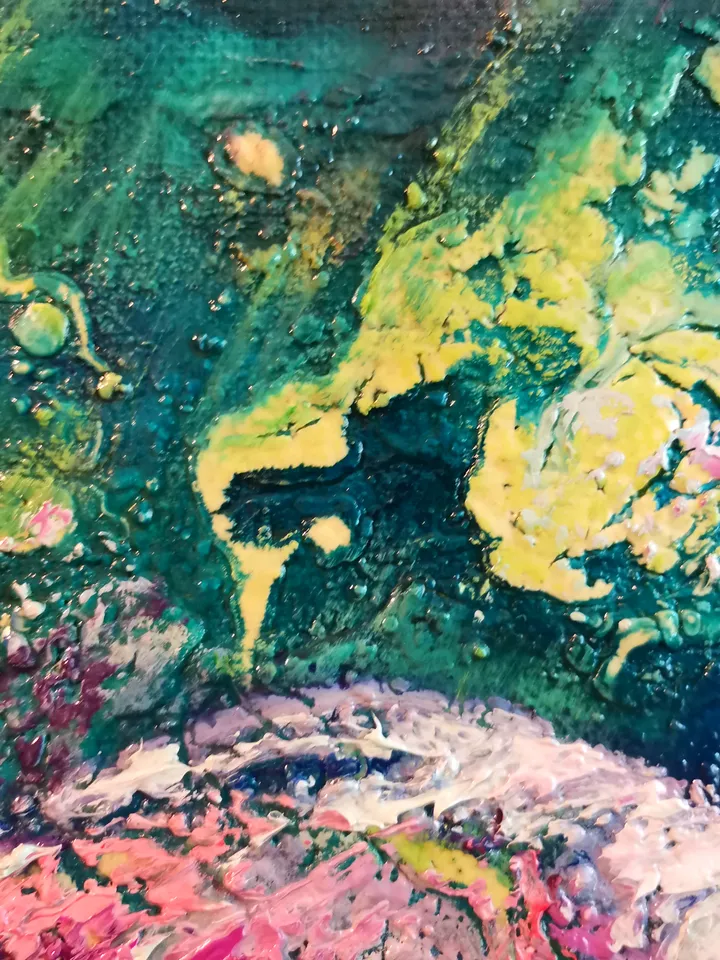 Seagull Bird Painting Art Oil Original Impasto Northern Aurora Borealis Svinar Oksana