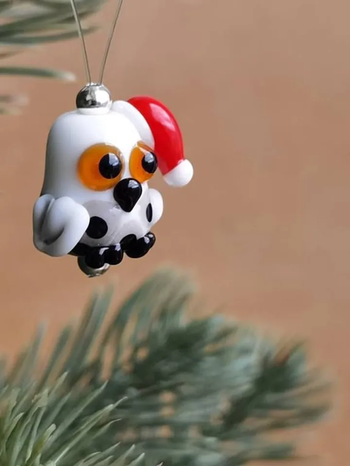 Polar owl ornaments owl gifts owl decor Christmas ORNAMENTS Christmas gifts Glass figurines Christmas tree blown glass art arctic animals