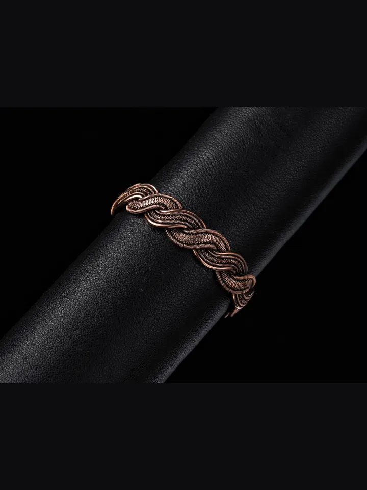 Woven copper wire bracelet Antique style handcrafted copper jewelry Unique gift