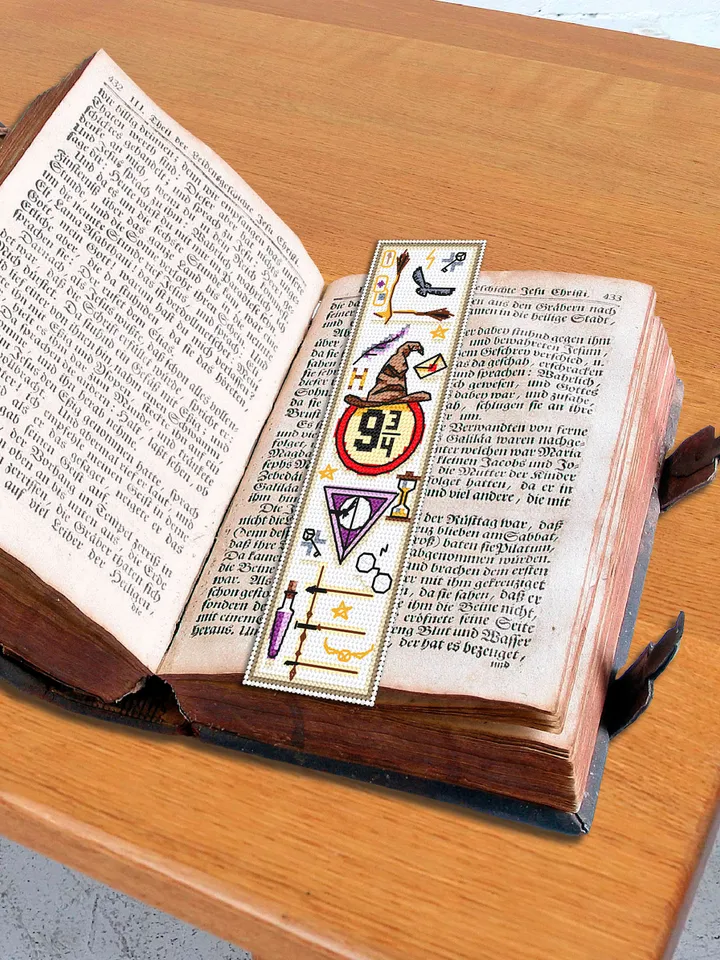 Magic bookmark cross stitch pattern PDF download, Handmade bookmark digital PDF, Wizard hat cross stitch chart, Wizard world Fan art #B124