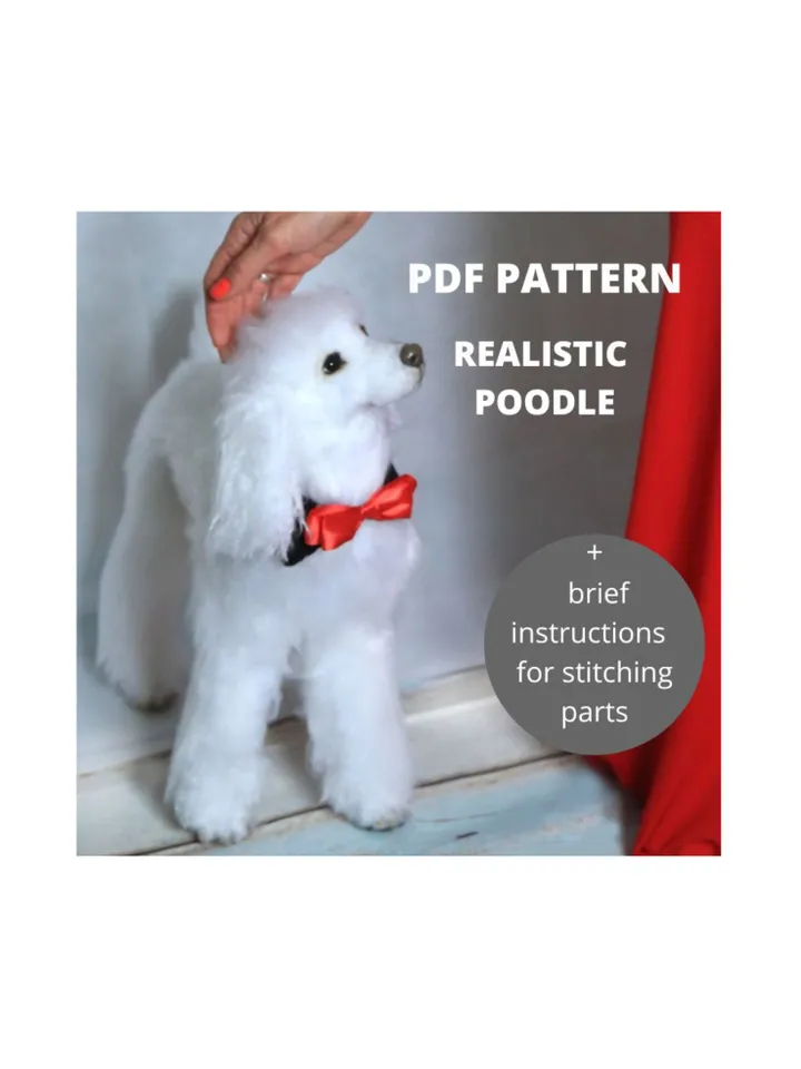 Pattern Dog | Realistic sewing toy pattern | Poodle | Stuffed Animals | Pattern with brief instruction for stitching.