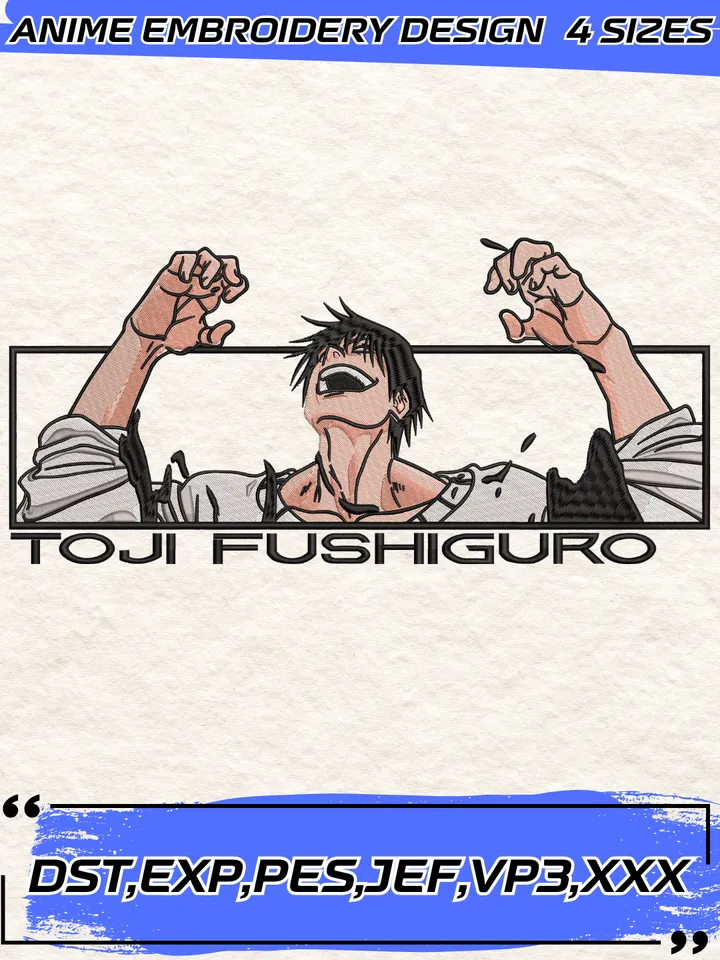 Toji Fushiguro Embroidery Design,Jujutsu Kaisen Anime Embroidery Design,4 sizes, Instant Download