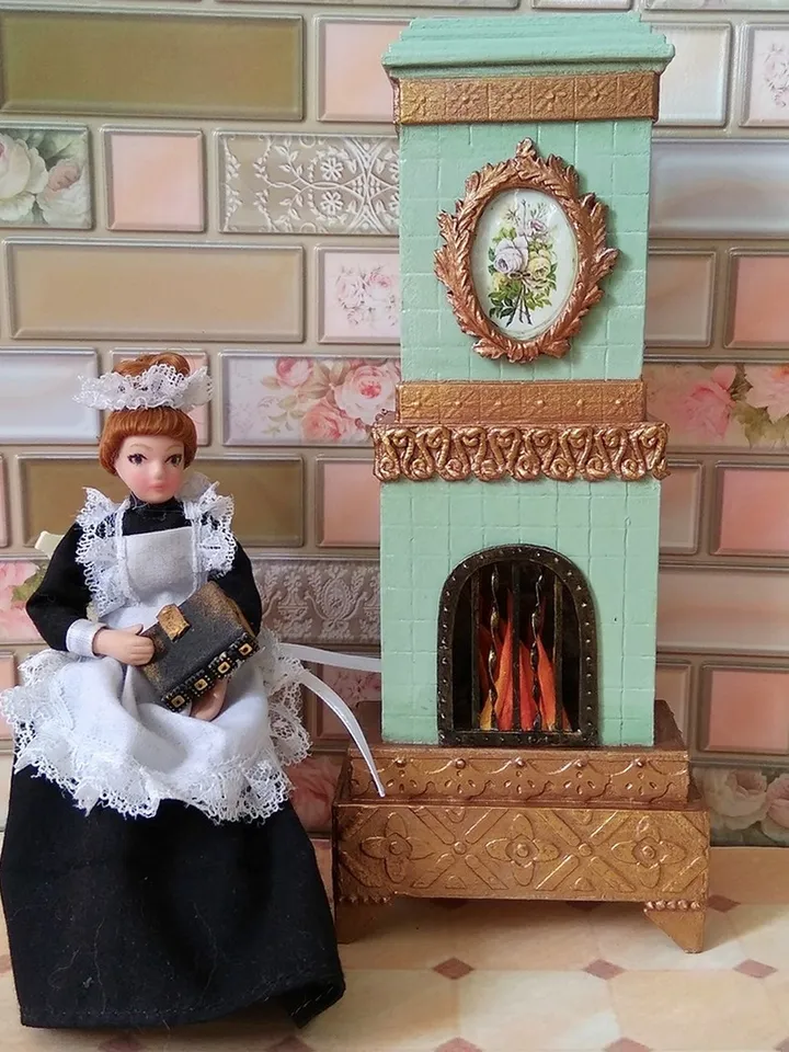 1:12 scale.Fireplace for dollhouse handmade.