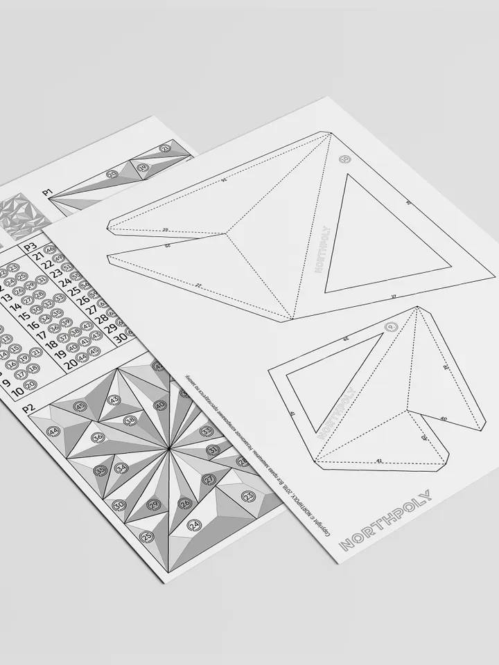 Geometric Pattern Triptych Papercraft, Digital Template, PDF Download, Gurko, 3D Low Poly, Pepakura, DIY Origami Sculpture, Paper Decor