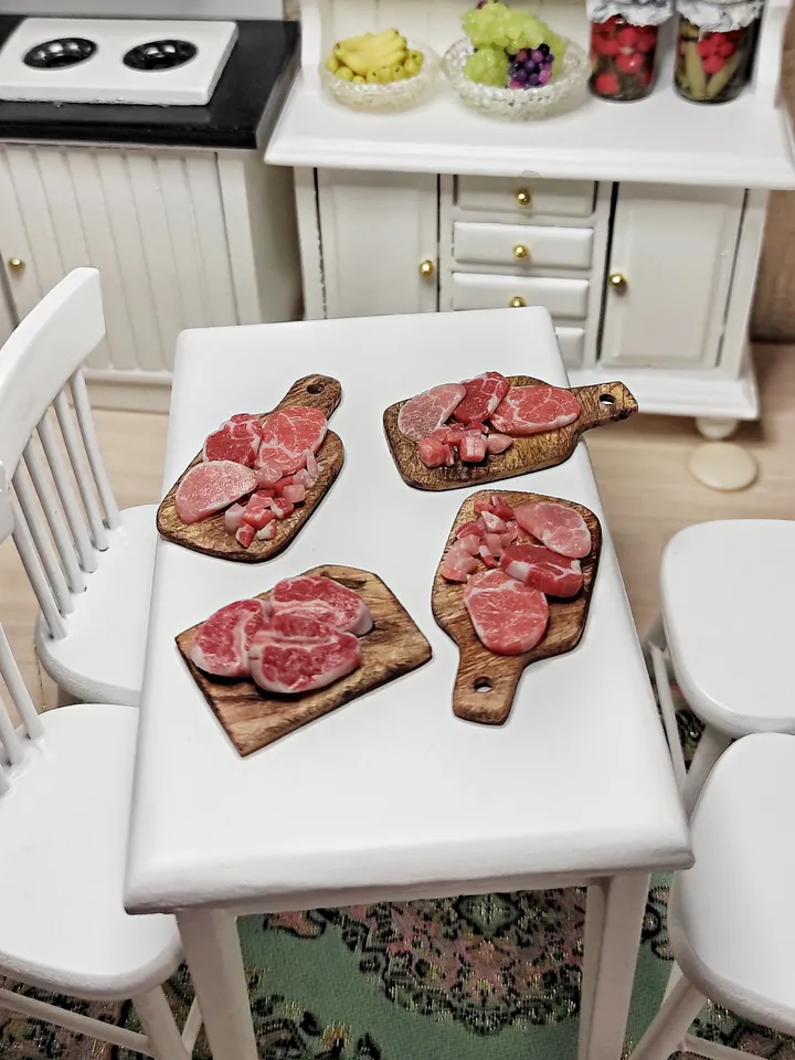 meat board, dollhouse meat, farm food, toy food, miniature, mini food, food for dolls, gift ideas, dollhouse miniature