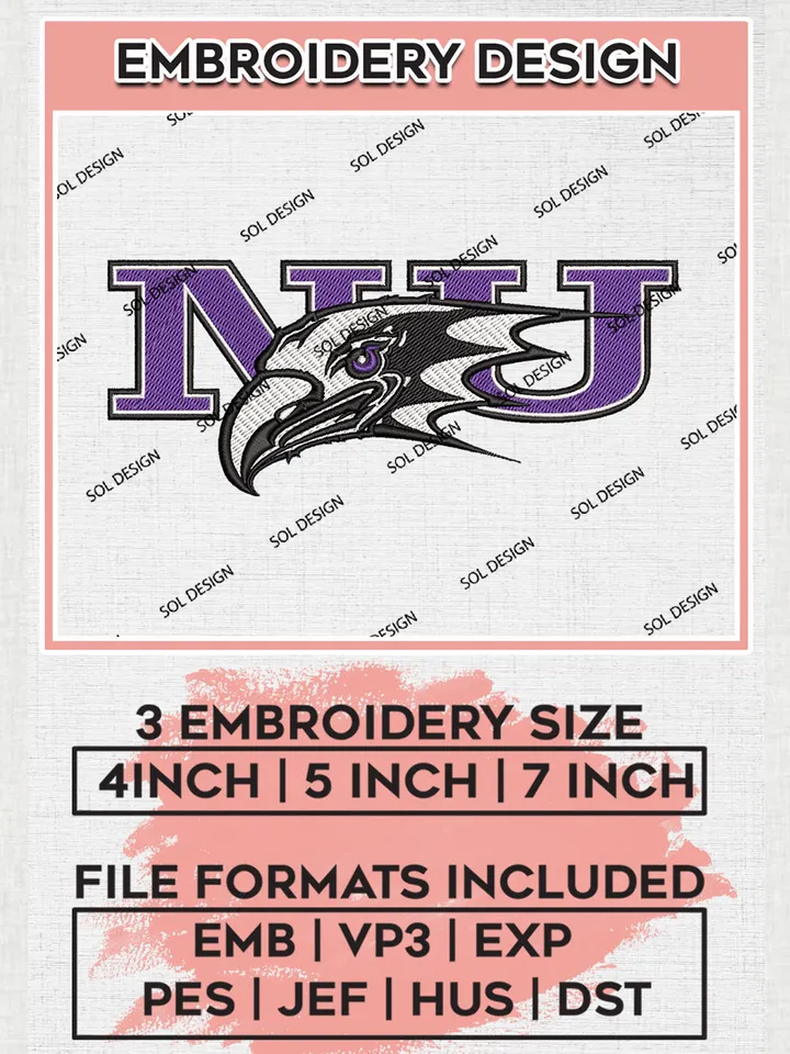 Niagara Purple Eagles Logo Machine Embroidery Design, NCAA Niagara Purple Eagles Embroidery Design Design files, NCAA Embroidery Designs, NCAA Machine Embroidery Designs, Digital Download