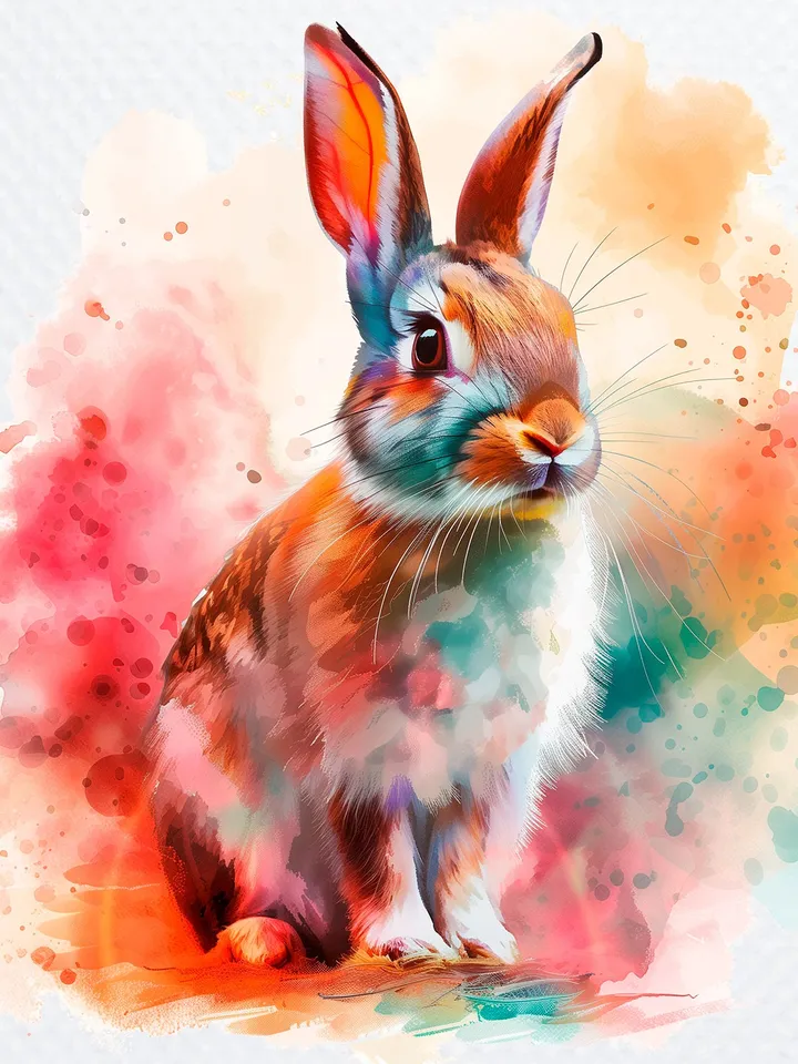 8 Amazed Rabbit PNG Clipart, Amazed Hare for sublimation, Printable Watercolor Rabbit clipart, Digital download, Paper crafts, junk journals