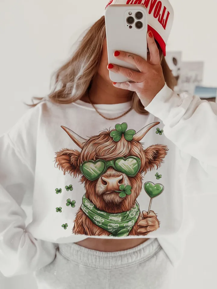 Highland Cow St. Patrick's Day Png, Retro St Patricks Day PNG, Coquette St Patty's Day png, Lucky PNG, St Patricks Coquette Png, Irish Png