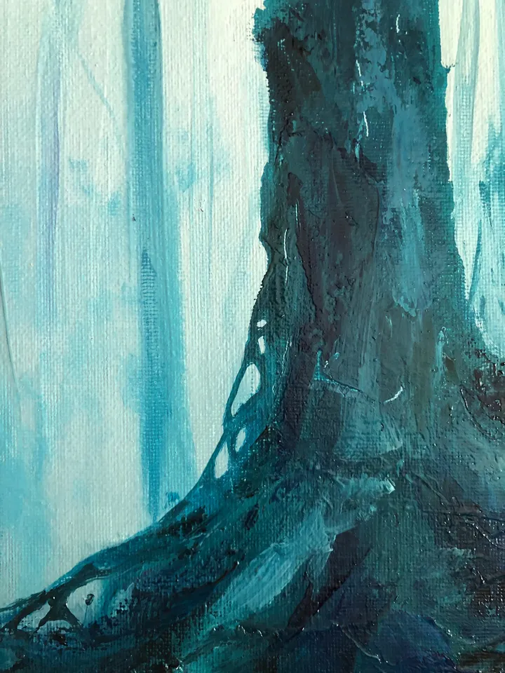 Forest Painting Original Oil Painting on Canvas Foggy Forest Landscape Artwork Misty Forest Painting