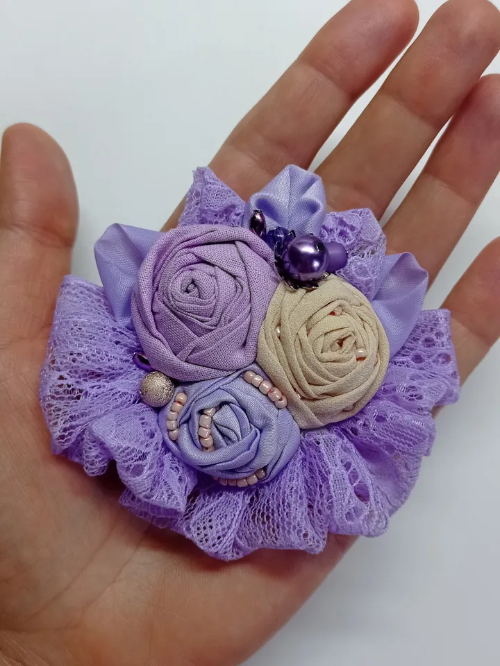 Textile lilac brooch