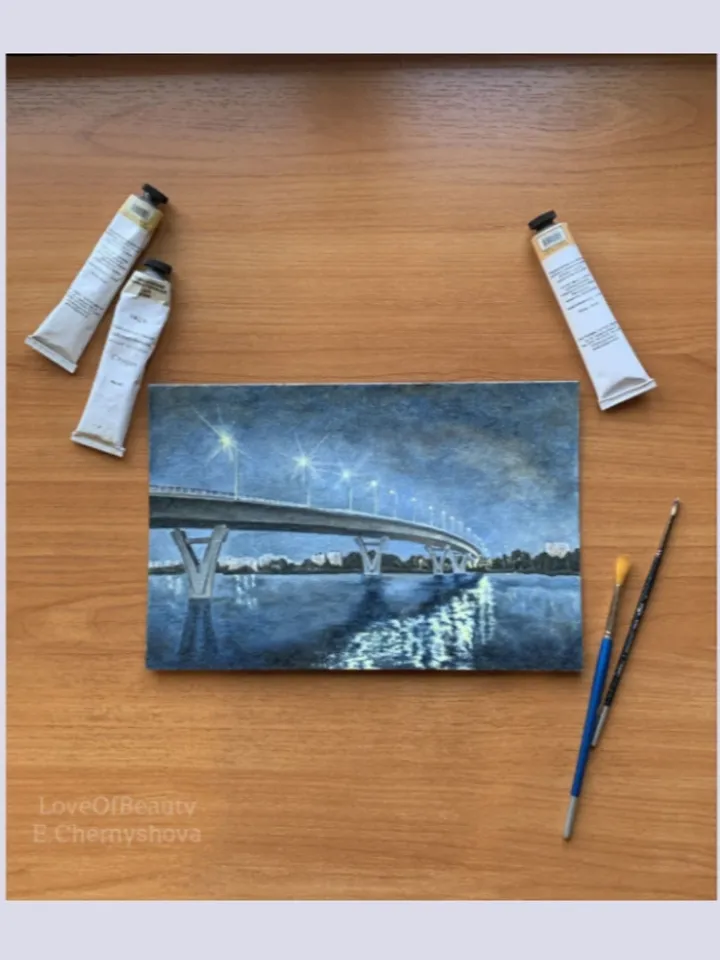Painting "View of the Victory Bridge from the Balakovo embankment"