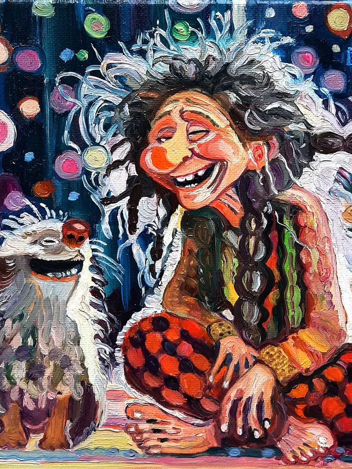 Funny Grandmother Original Oil Painting Oil on Canvas Small Painting