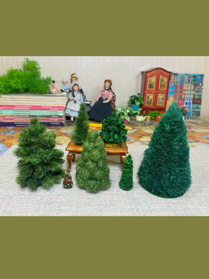 Tutorial. 7 ways to create trees for the Christmas holidays. Dollhouse miniature. Christmas.
