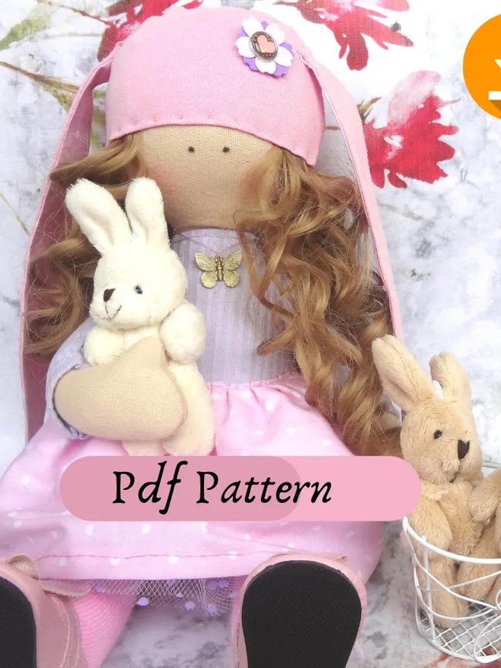Doll pattern - 12 inch doll pattern and tutorial - Rag doll sewing pattern - Christmas gift idea